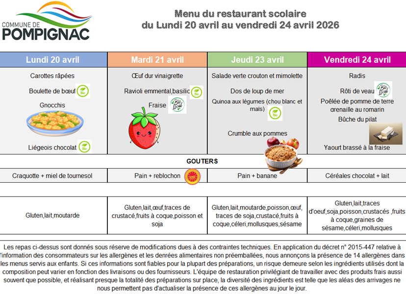 Menu du 02 au 06.03.2026