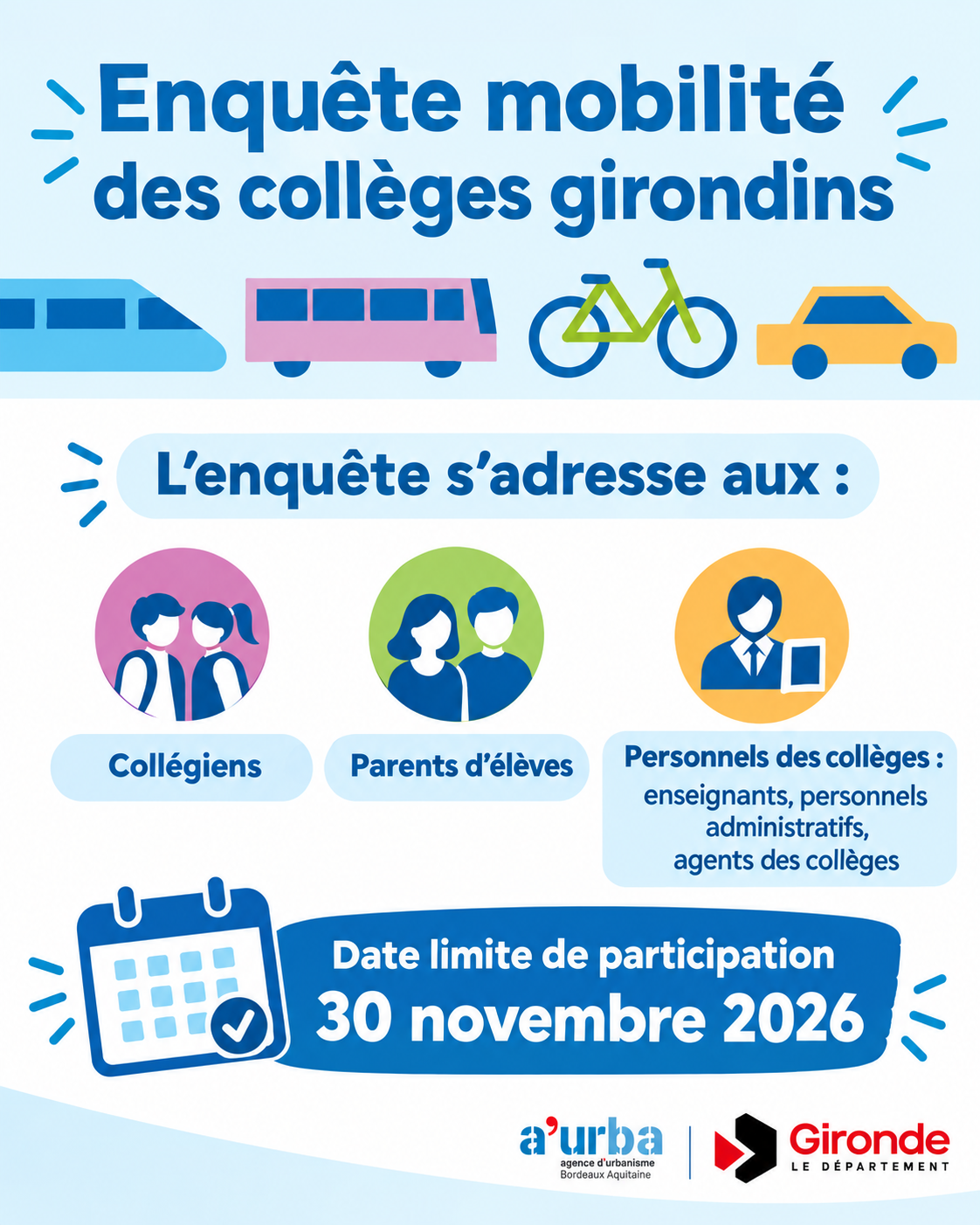 2026 10 30 enquête mobilité collège Gironde insta