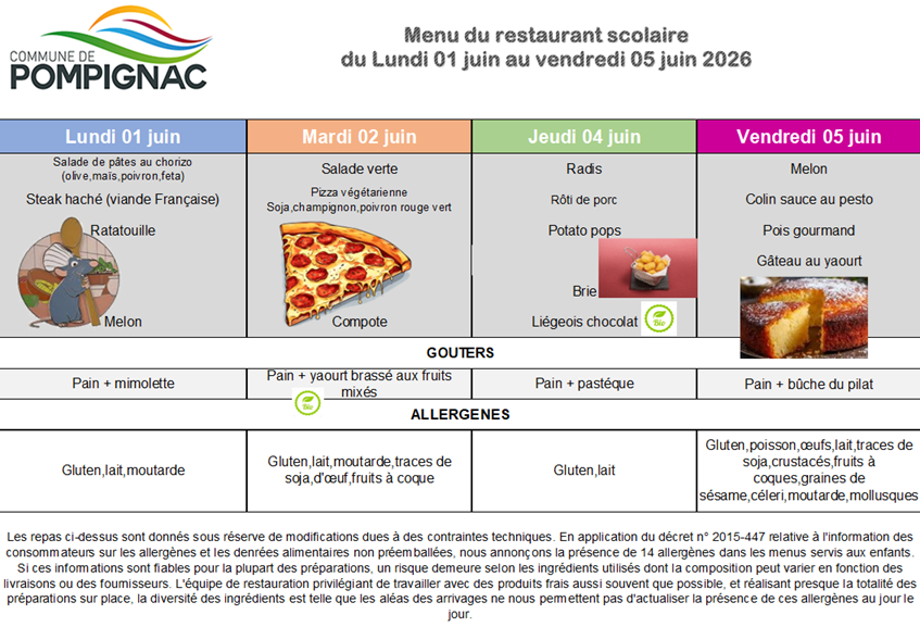 menu restaurant scolaire S23